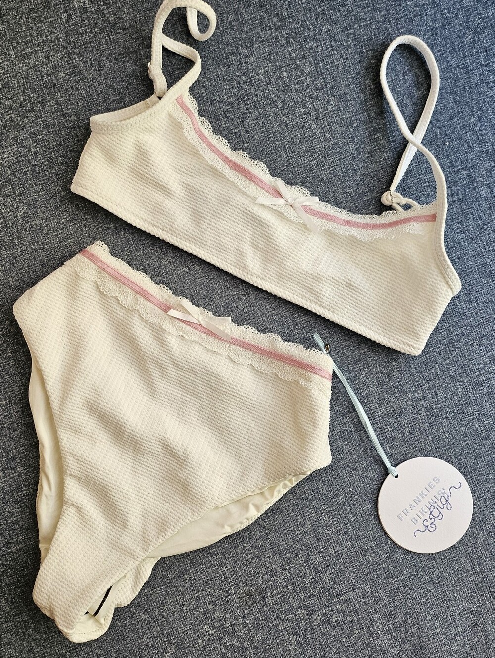 Gigi Hadid Frankies Bikinis Women's Pink and White Swimsuit Set